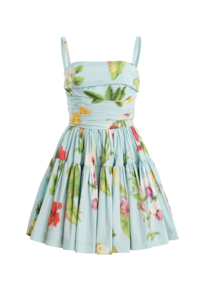 Oscar de la Renta Floral Stretch Cotton-Poplin Mini Dress - Moda Operandi