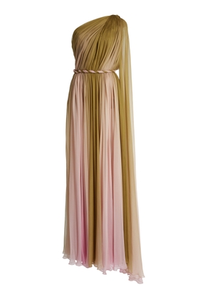 Zuhair Murad Silk Chiffon Ombre One-Shoulder Draped Maxi Dress - Moda Operandi