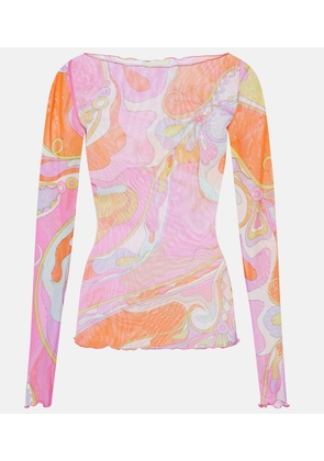Pucci Orchidee sheer tulle top