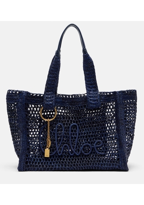 Chloe Summer Banana East-West raffia tote bag