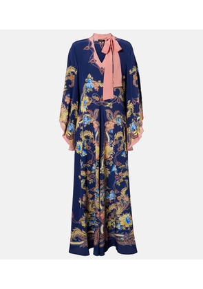Etro Paisley tie-neck silk maxi dress