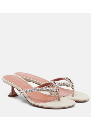 Amina Muaddi Gigi embellished canvas thong sandals