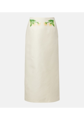 Leo Lin Quinn embellished wool and silk midi skirt