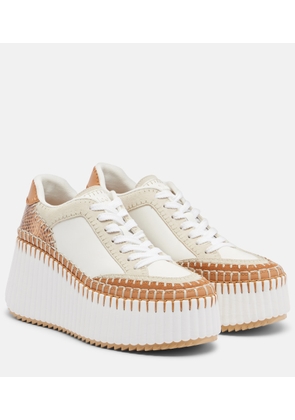 Chloe Nama leather-trimmed platform sneakers