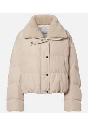 Brunello Cucinelli Shearling-trimmed cotton-blend down jacket