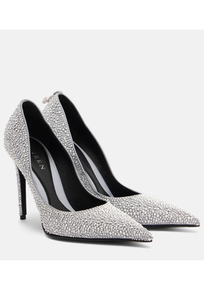 McQueen Skull studded satin pumps