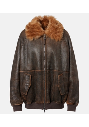 Brunello Cucinelli Monili shearling-trimmed leather blouson jacket