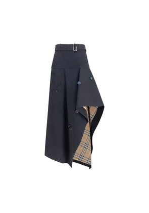 Burberry Black Cotton Long Skirt - 10
