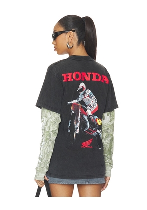 CPTN Apparel Jumper 2Fer Long Sleeve Tee in Black. Size L. Also in S, M, XL/1X.