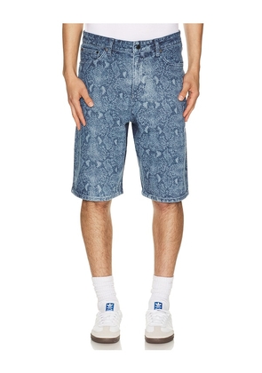 Daily Paper Snake Laser Denim Shorts in Blue. Size L. Also in M, S, XL/1X.
