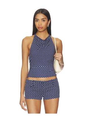 GUIZIO Halter Cowl Neck Top in Navy. Size L. Also in S, XXS, XS, M, XL.