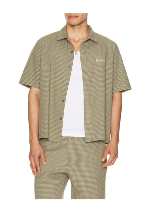 Bound Gingham Cropped Shirt in Green. Size L. Also in M, S, XL/1X.