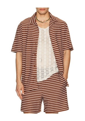Bound Stripe Jacquard Shirt in Orange. Size L. Also in M, S, XL/1X.