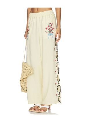 Agua Bendita Lilia Cherish Pant in Cream. Size L. Also in S, M.