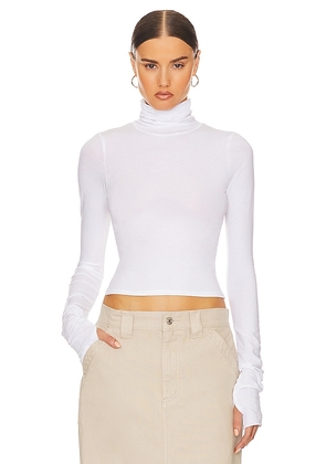 Helsa Long Sleeve Turtleneck in 2nd Skin Jersey in White. Size XL. Also in S.