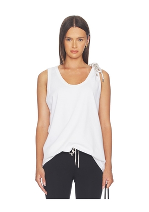 AREA Crystal Knot Tank Top in White. Size L. Also in S, M.