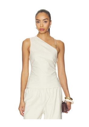 ALL THE WAYS Simone Asymmetrical Top in Neutral. Size L. Also in XXS, XS, S, M, XL.