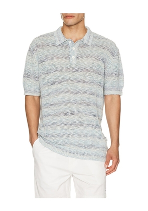 Bound Marine Textured Knit Polo in Blue. Size L. Also in M, S, XL/1X.