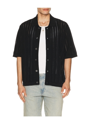 Corridor Pointelle Stripe Buttondown in Black. Size L. Also in S, M, XL/1X.