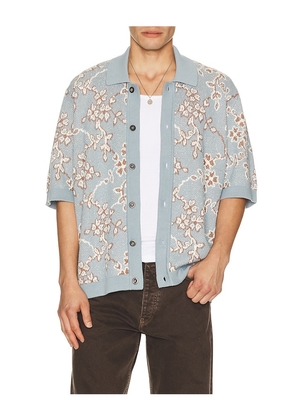 Corridor Trellis Knit Shirt in Blue. Size L. Also in S, M, XL/1X.