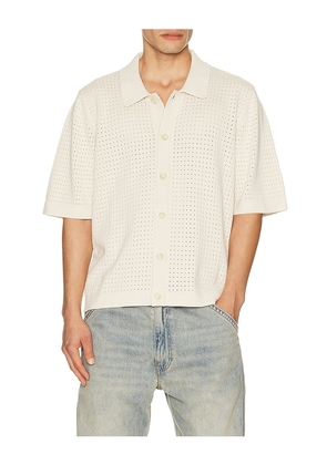 Corridor Pointelle Knit Shirt in Ivory. Size L. Also in S, M, XL/1X.