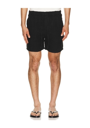 Bather Linen Leisure Shorts in Black. Size L. Also in S, M, XL/1X.