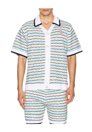Casablanca Tuck Stitch Short Sleeve Shirt in Multi. Size M. Also in S, XL/1X, XXL/2X.