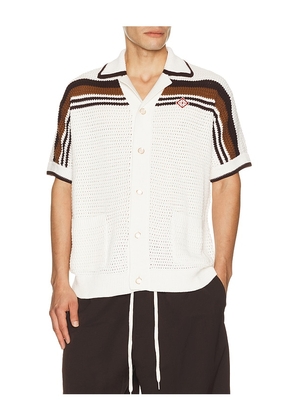 Casablanca Crochet Short Sleeve Shirt in White. Size M. Also in XL/1X, XXL/2X.