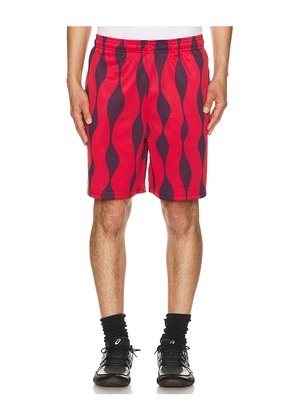 By Parra Waved Mesh Shorts in Red. Size L. Also in S, M, XL/1X, XXL/2X.