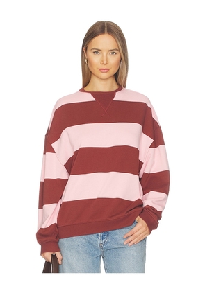 Free People Classic Stripe Crew Wide in Pink,Rust. Size L. Also in XS, S, M, XL.