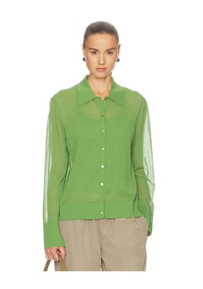 FRAME The Collared Cardigan in Green. Size L. Also in M, S, XS.