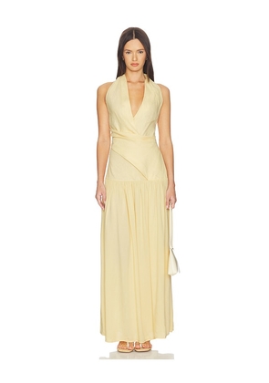FAITHFULL Blanca Maxi Dress in Lemon. Size L. Also in S, XS, M, XL.