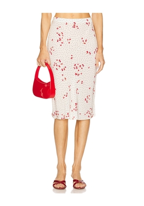 L'Academie Hallie Midi Skirt in Ivory. Size L. Also in XXS, XS, S, M, XL.