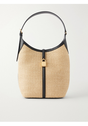 DeMellier - The Siena Leather-trimmed Raffia Shoulder Bag - Neutrals - One size