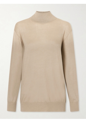 The Row - Orly Cashmere And Silk-blend Turtleneck Sweater - Brown - x small,small,medium,large,x large