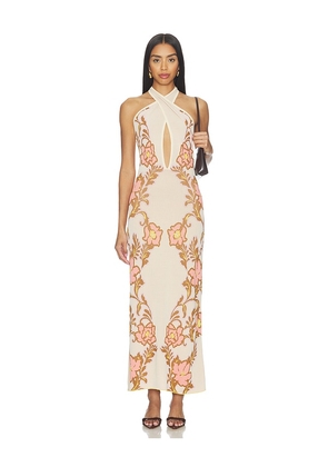 MISA Los Angeles Lizbeth Dress in Brown,Pink. Size S. Also in XS, XXS, M, L, XL.