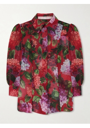 Carolina Herrera - Floral-print Silk-chiffon Blouse - Red - US0,US2,US4,US6,US8,US10