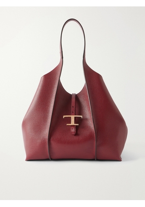 Tod's - T Medium Textured-leather Shoulder Bag - Burgundy - One size