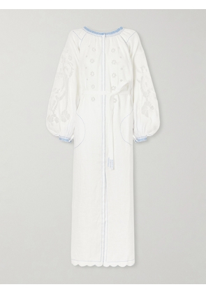 Vita Kin - Babylon Broderie Anglaise-trimmed Linen Maxi Dress - White - x small,small,medium,large