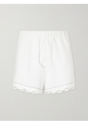 Vita Kin - Gatsby Scalloped Broderie Anglaise-trimmed Linen Shorts - White - x small,small,medium,large