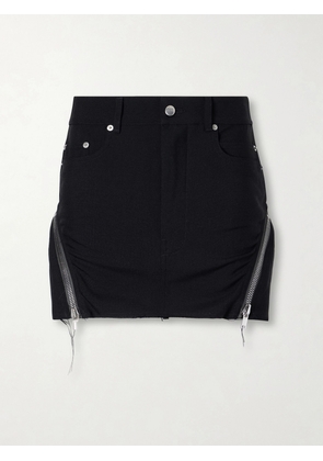 Rick Owens - Bolan Banana Frayed Wool Grain De Poudre Mini Skirt - Black - IT38,IT40,IT42,IT44,IT46,IT48