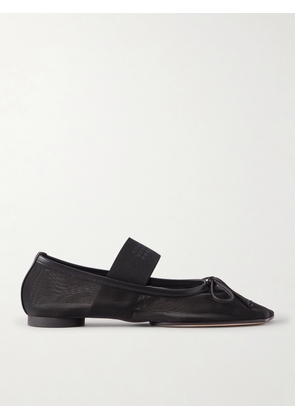 MM6 MAISON MARGIELA - Bow-detailed Leather-trimmed Mesh Ballet Flats - Unknown - IT35,IT36,IT36.5,IT37,IT37.5,IT38,IT38.5,IT39,IT39.5,IT40,IT40.5,IT41