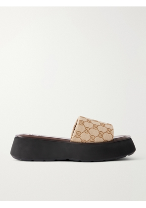 Gucci - Gg Supreme-jacquard Canvas Platform Slides - Neutrals - IT36,IT36.5,IT37,IT37.5,IT38,IT39.5,IT40,IT40.5,IT41