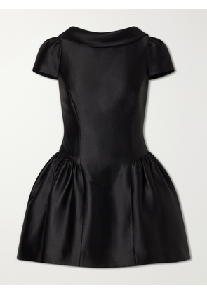 Self-Portrait - Gathered Taffeta Mini Dress - Black - UK 4,UK 6,UK 8,UK 10,UK 12,UK 14,UK 16