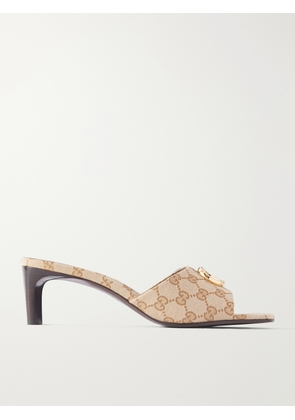 Gucci - Double G-embellished Gg Supreme-jacquard Canvas Mules - Neutrals - IT36,IT36.5,IT37,IT37.5,IT38,IT38.5,IT39,IT39.5,IT40,IT40.5,IT41