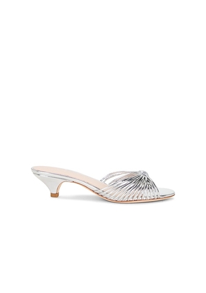 Loeffler Randall Dixie Strappy Kitten Heel Sandal in Metallic Silver. Size 10. Also in 6, 6.5, 7, 7.5, 8, 8.5, 9, 9.5.