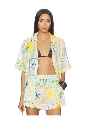 LSPACE La Mer Shirt in Beige. Size L. Also in M, S, XS.