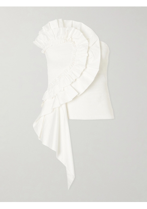 Farm Rio - Strapless Ruched Cotton Tank - White - xx small,x small,small,medium,large,x large