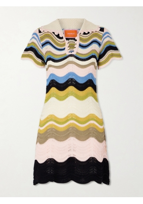 La DoubleJ - Scalloped Crocheted Cotton Mini Dress - Yellow - xx small,x small,small,medium,large,x large,xx large