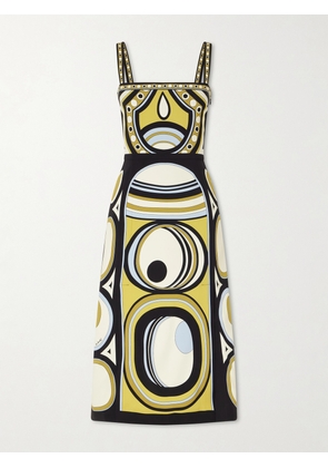 La DoubleJ - Buy Me A Martini Printed Crepe Midi Dress - Yellow - IT36,IT38,IT40,IT42,IT44,IT46,IT48